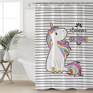 Little Colorful Unicorn Stripes SWYL5202 Shower Curtain