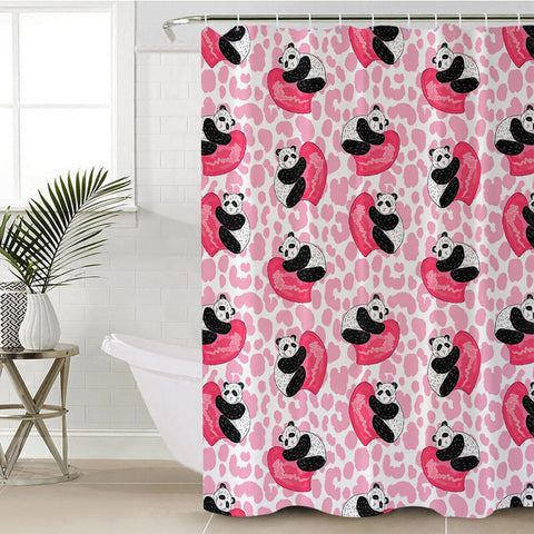 Image of Multi Love Panda Pink Theme SWYL5204 Shower Curtain