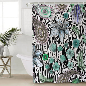 Floral Leopard Pattern Bandana Art SWYL5205 Shower Curtain