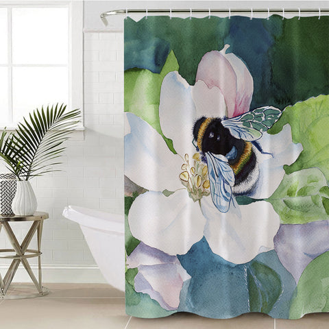 Image of Bee Sucking Flower Mites SWYL5239 Shower Curtain