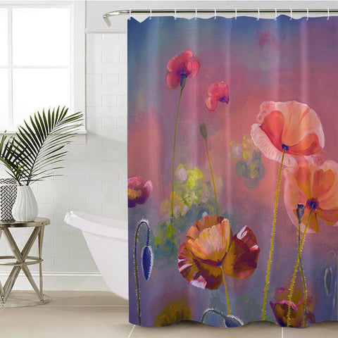 Image of Watercolor Flowers Peach Pink Theme SWYL5241 Shower Curtain