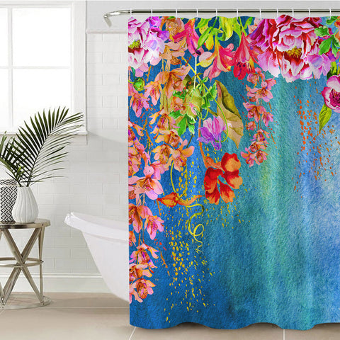 Image of Colorful Watercolor Flower Garden SWYL5242 Shower Curtain