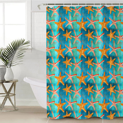 Image of Multi Watercolor Starfish SWYL5243 Shower Curtain