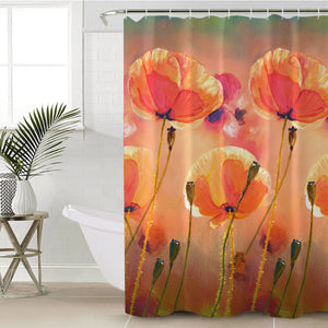 Watercolor Orange Flowers SWYL5249 Shower Curtain