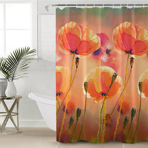 Image of Watercolor Orange Flowers SWYL5249 Shower Curtain