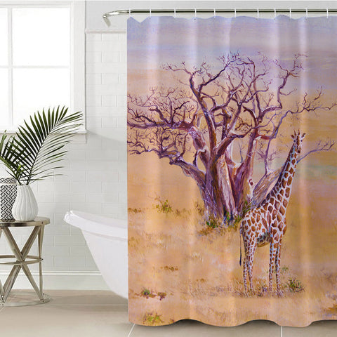 Image of Watercolor Real Giraffe SWYL5254 Shower Curtain