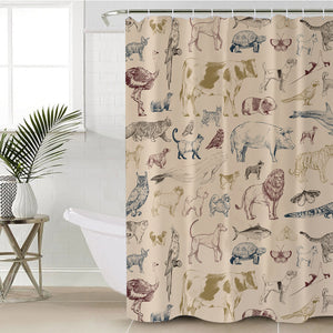 Vintage Color Animal Sketch SWYL5255 Shower Curtain
