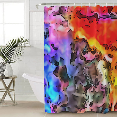 Image of Colorful Waves Watercolor SWYL5259 Shower Curtain