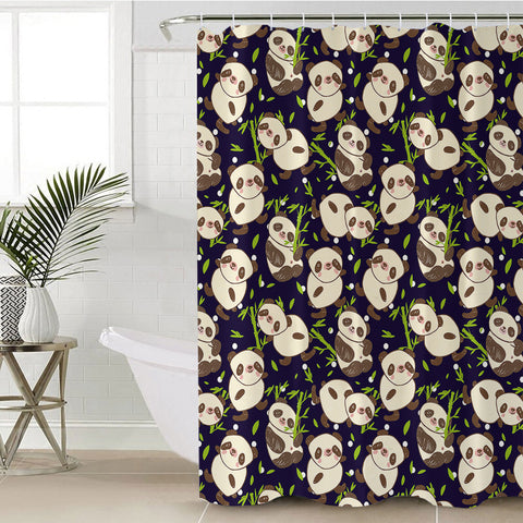 Image of Multi Cute Panda Eating SWYL5260 Shower Curtain