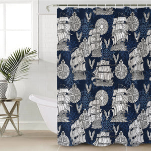 Vintage Pirate Ship & Eagles SWYL5261 Shower Curtain