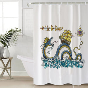 Here Be Dragons SWYL5262 Shower Curtain