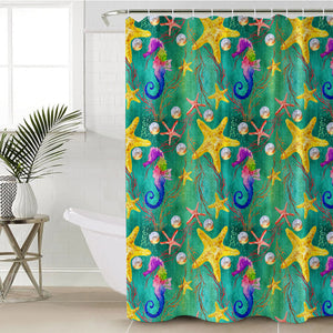 Multi Seahorses & Starfishes SWYL5328 Shower Curtain