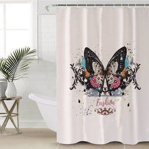 Fashion Butterfly White Theme SWYL5330 Shower Curtain