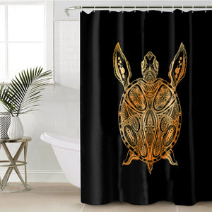 Golden Aztec Pattern Turtle SWYL5348 Shower Curtain