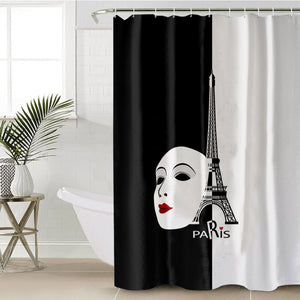 B&W Paris Eiffel Tower Face Mask Red Lips SWYL5448 Shower Curtain