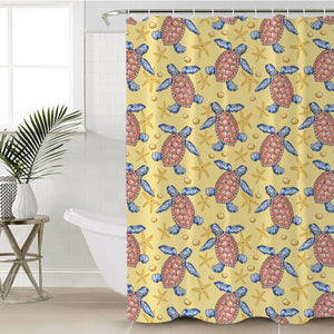 Multi Ocean Turtles Yellow Theme SWYL5449 Shower Curtain