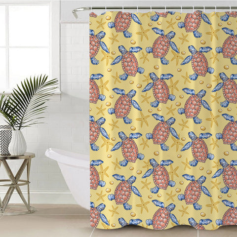 Image of Multi Ocean Turtles Yellow Theme SWYL5449 Shower Curtain