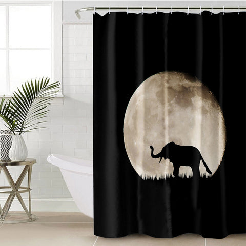 Image of Elephant Under The MoonLight SWYL5451 Shower Curtain