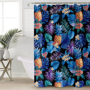 Blue Tint Tropical Leaves SWYL5452 Shower Curtain