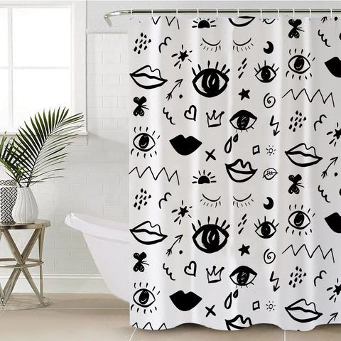 Image of B&W Mini Gothic Sketch SWYL5456 Shower Curtain