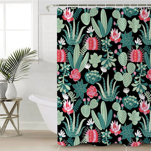 Image of Cute Cactus Flowers SWYL5458 Shower Curtain
