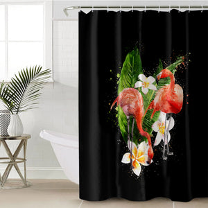 Flamingos White Flower SWYL5460 Shower Curtain