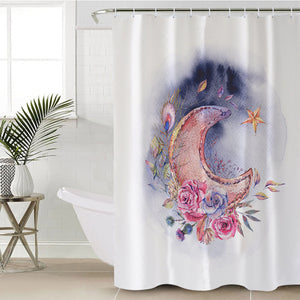Watercolor Flowers And Moon SWYL5465 Shower Curtain