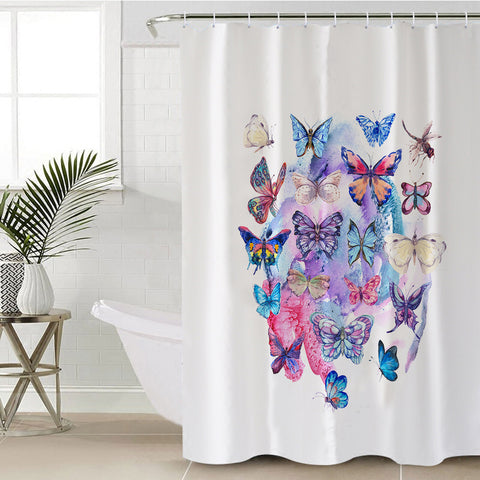 Image of Pink & Purple Butterflies SWYL5466 Shower Curtain