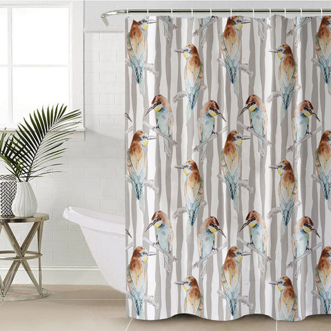 Image of Sunbird Beige Stripes SWYL5468 Shower Curtain