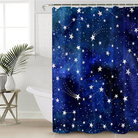 Image of Blue Tint Galaxy Stars SWYL5474 Shower Curtain