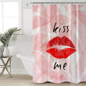 Kiss Me Red Lips Pink Theme SWYL5476 Shower Curtain