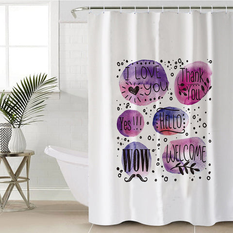 Image of I Love You Galaxy Splatter White Theme SWYL5480 Shower Curtain