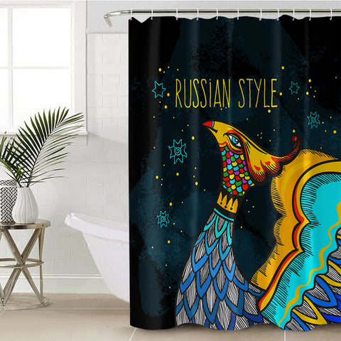 Image of Colorful Russian Style Peacock SWYL5485 Shower Curtain