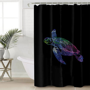 Colorful Purple Gradient Line Turtle Black Theme SWYL5486 Shower Curtain