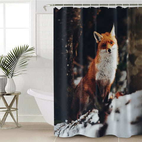 Image of Lovely Little Fox In Forest Blur SWYL5488 Shower Curtain
