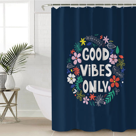 Image of Floral Good Vibes Only SWYL5489 Shower Curtain