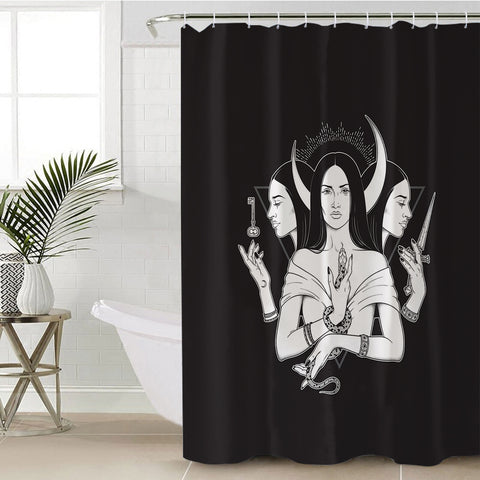 Image of B&W 3-side Of Witch SWYL5496 Shower Curtain