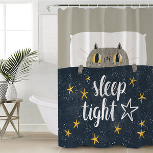 Cute Grey Cat Sleep Tight SWYL5501 Shower Curtain