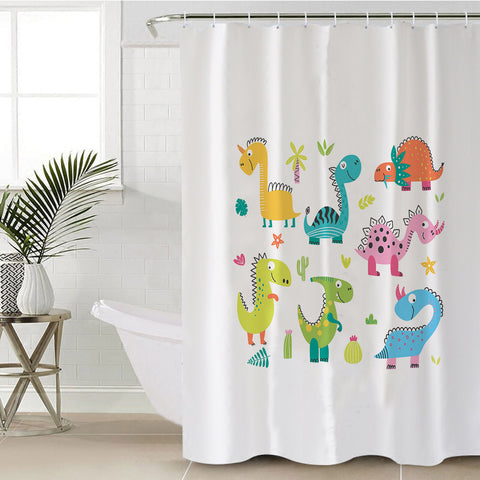Image of Cute Colorful Dinosaurs SWYL5502 Shower Curtain
