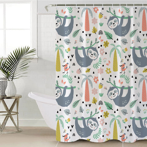 Image of Cute Sloth Colorful Theme SWYL5503 Shower Curtain