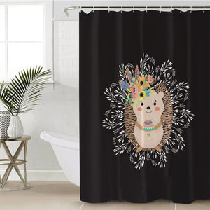 Cute Floral Pastel Hedgehog SWYL5597 Shower Curtain