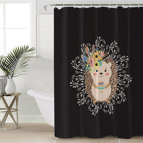 Image of Cute Floral Pastel Hedgehog SWYL5597 Shower Curtain