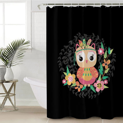 Image of Cute Floral Pastel Owl SWYL5598 Shower Curtain