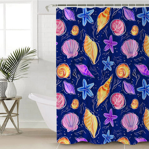 Image of Submarine Creatures White Line SWYL5602 Shower Curtain