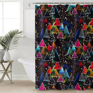 Multi Galaxy Triangles White Outline SWYL5605 Shower Curtain