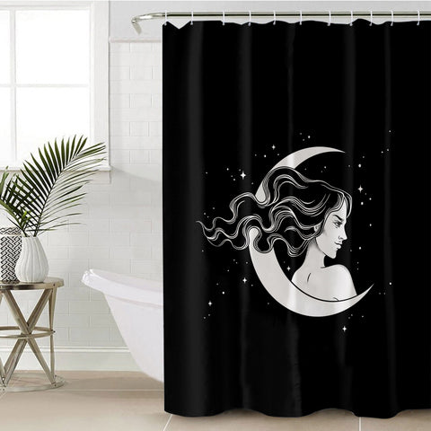 Image of B&W Lady & Half Moon SWYL5606 Shower Curtain
