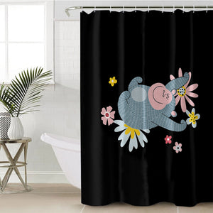 Cute Pastel Color Monkey Sleeping On Flowers SWYL5607 Shower Curtain