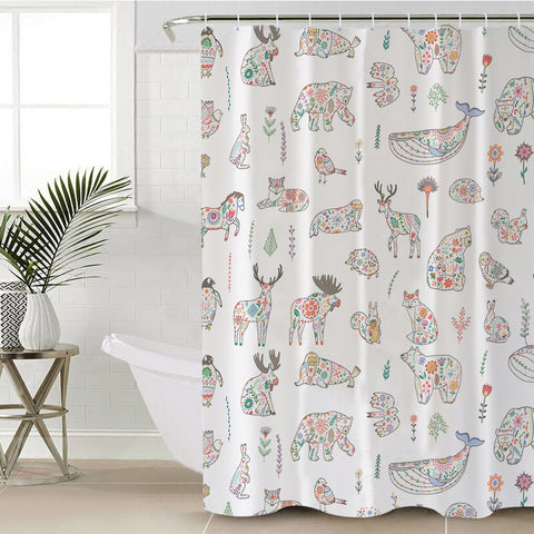 Image of Collection Of Pastel Mandala Animals SWYL5609 Shower Curtain