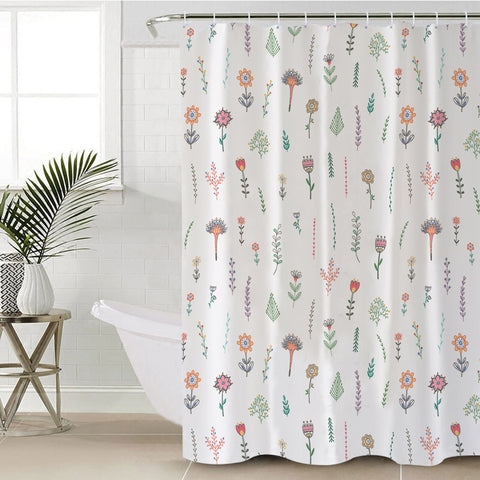 Image of Vintage Flowers White Theme SWYL5610 Shower Curtain