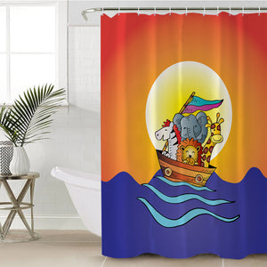 Animals On Boat Under The Sun SWYL5613 Shower Curtain